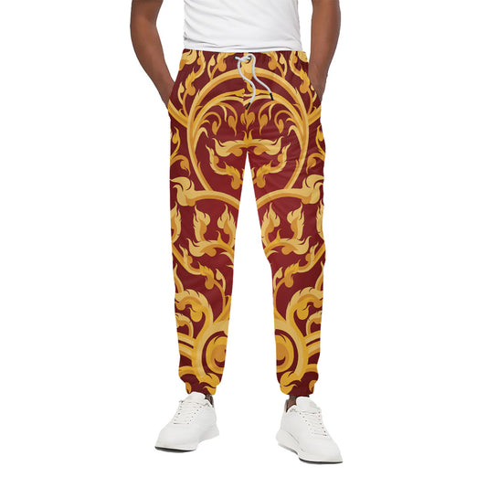 Thai Winding Vines Pattern Print Cotton Pants