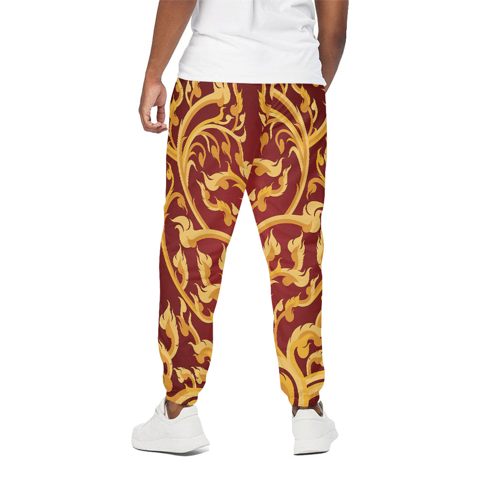 Thai Winding Vines Pattern Print Cotton Pants