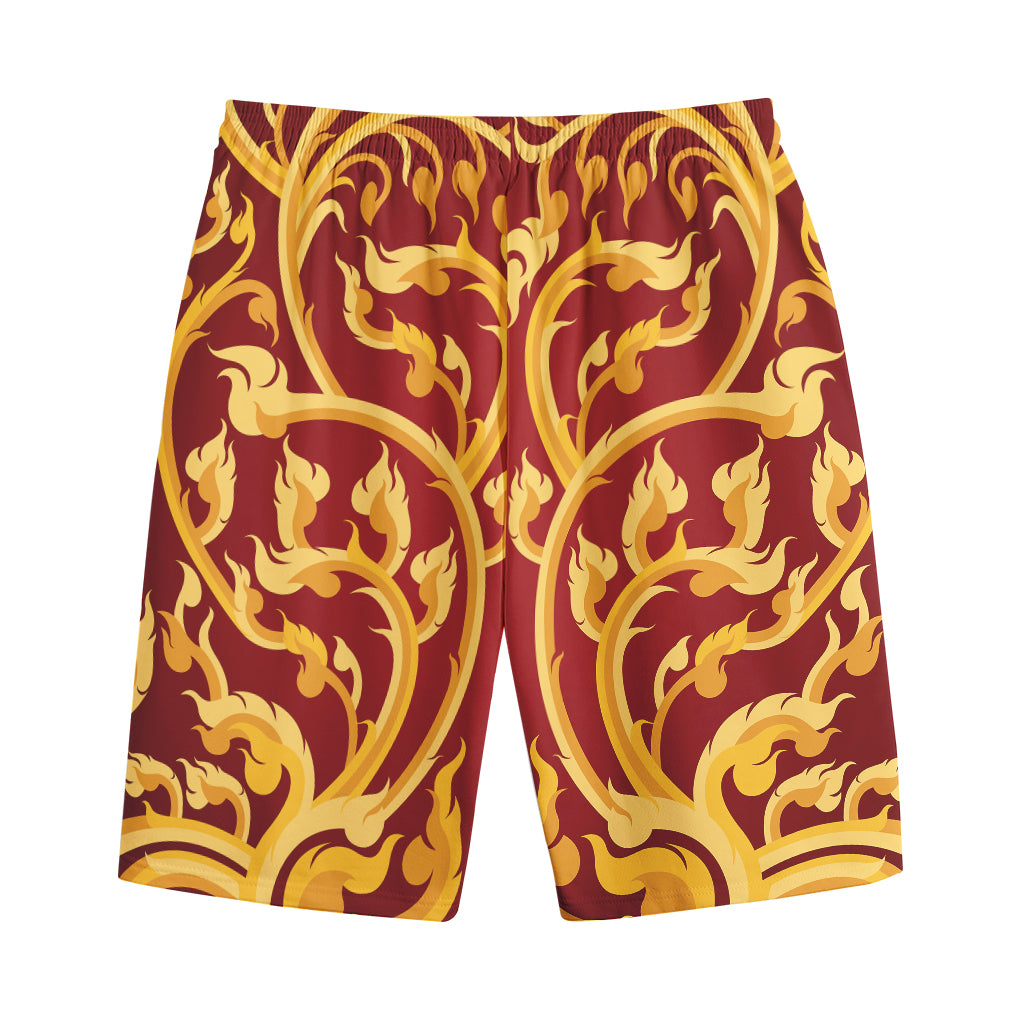 Thai Winding Vines Pattern Print Cotton Shorts