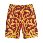 Thai Winding Vines Pattern Print Cotton Shorts