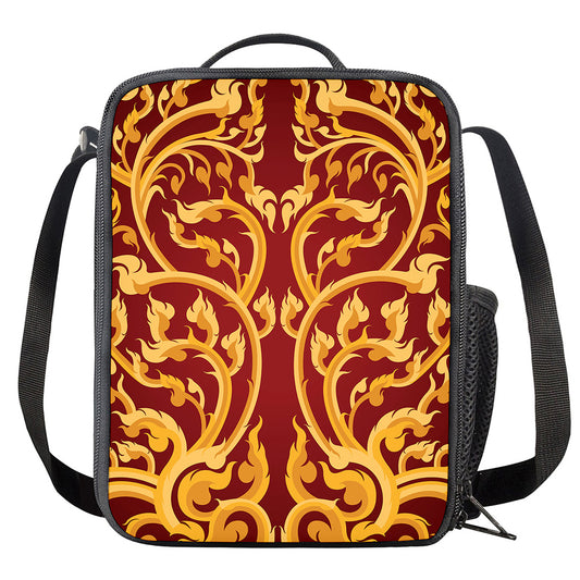 Thai Winding Vines Pattern Print Crossbody Lunch Bag