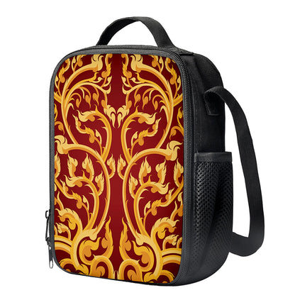 Thai Winding Vines Pattern Print Crossbody Lunch Bag