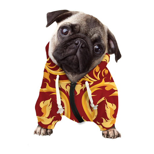 Thai Winding Vines Pattern Print Dog Zip Up Hoodie