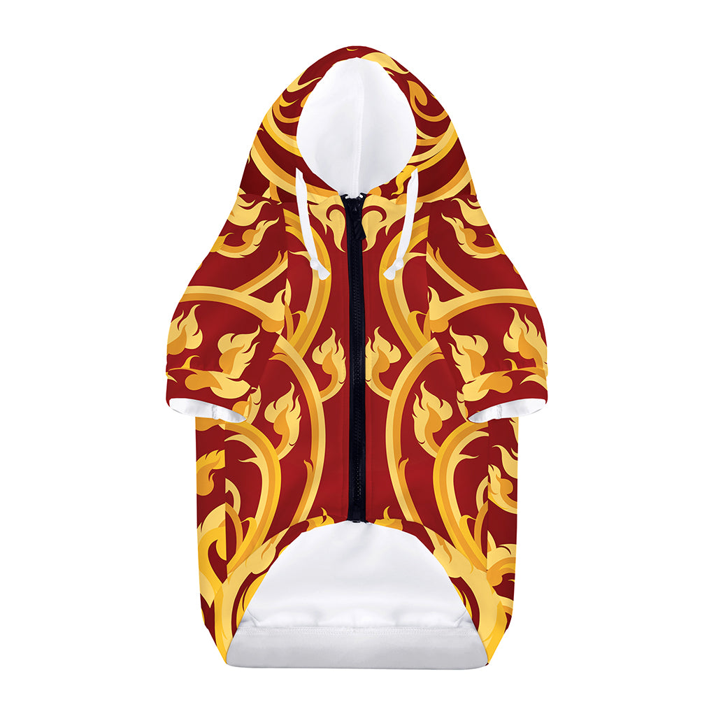 Thai Winding Vines Pattern Print Dog Zip Up Hoodie