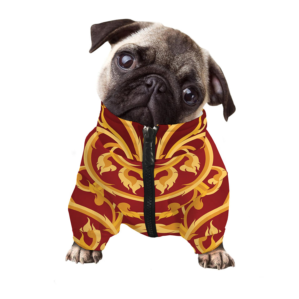 Thai Winding Vines Pattern Print Dog Zip Up Jacket