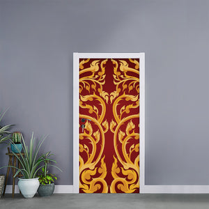 Thai Winding Vines Pattern Print Door Sticker