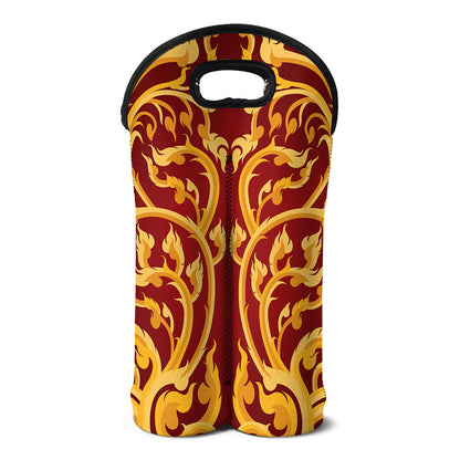 Thai Winding Vines Pattern Print Double Neoprene Wine Tote