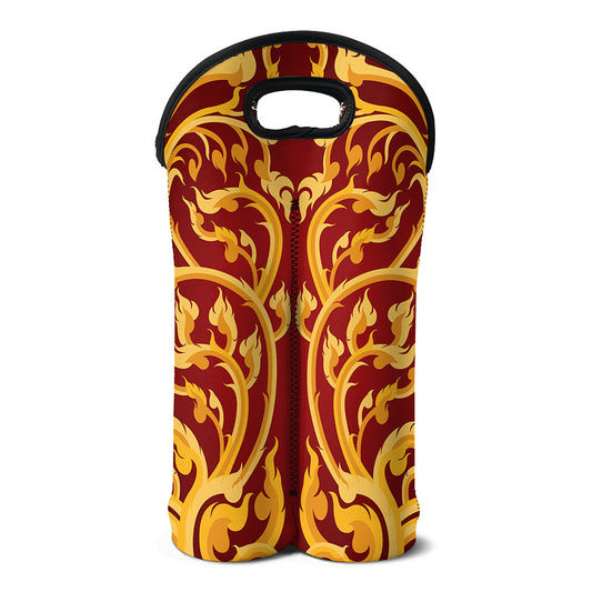 Thai Winding Vines Pattern Print Double Neoprene Wine Tote