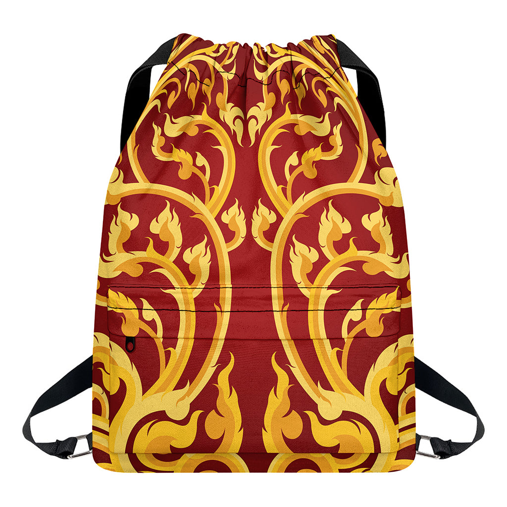Thai Winding Vines Pattern Print Drawstring Backpack