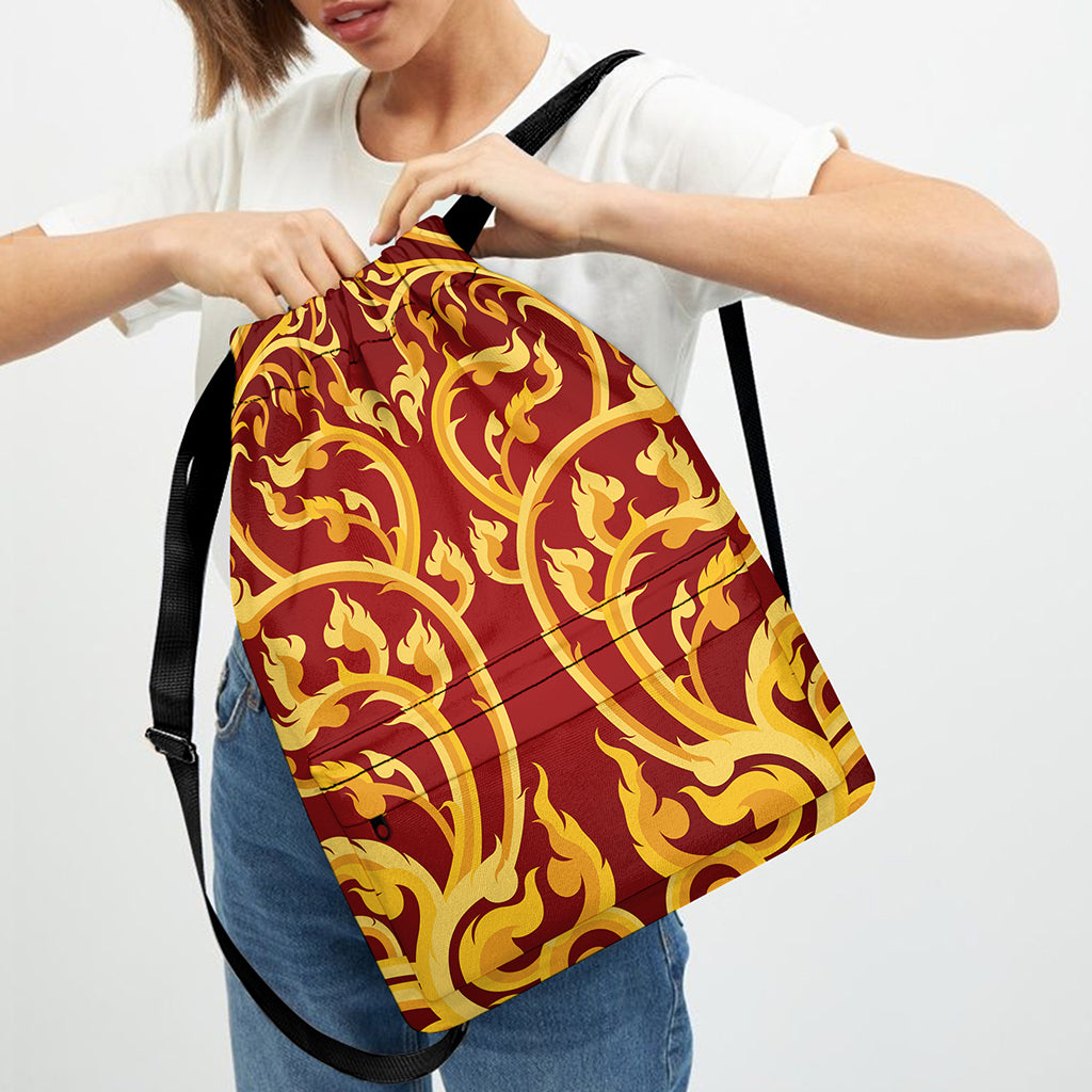Thai Winding Vines Pattern Print Drawstring Backpack
