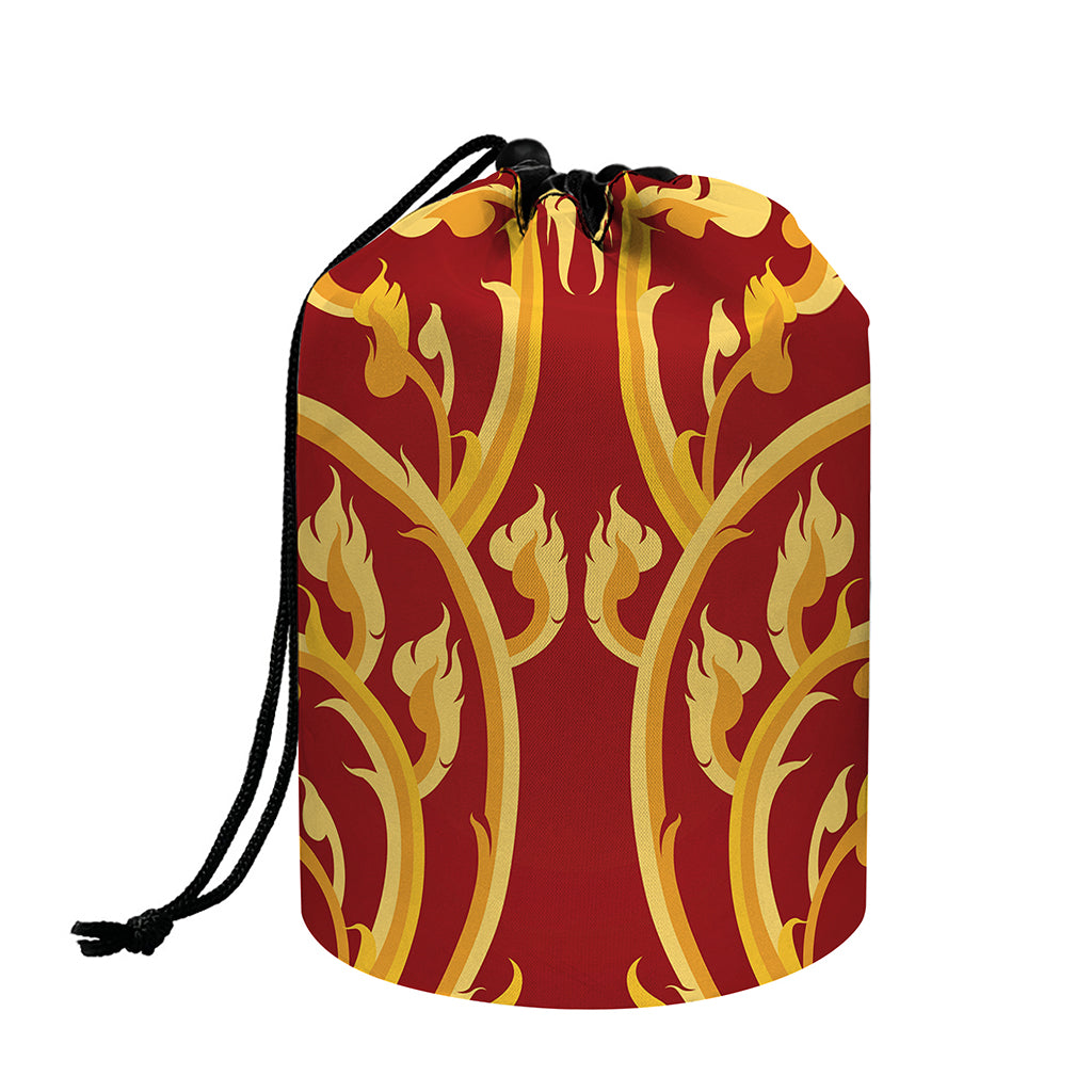 Thai Winding Vines Pattern Print Drawstring Makeup Bag
