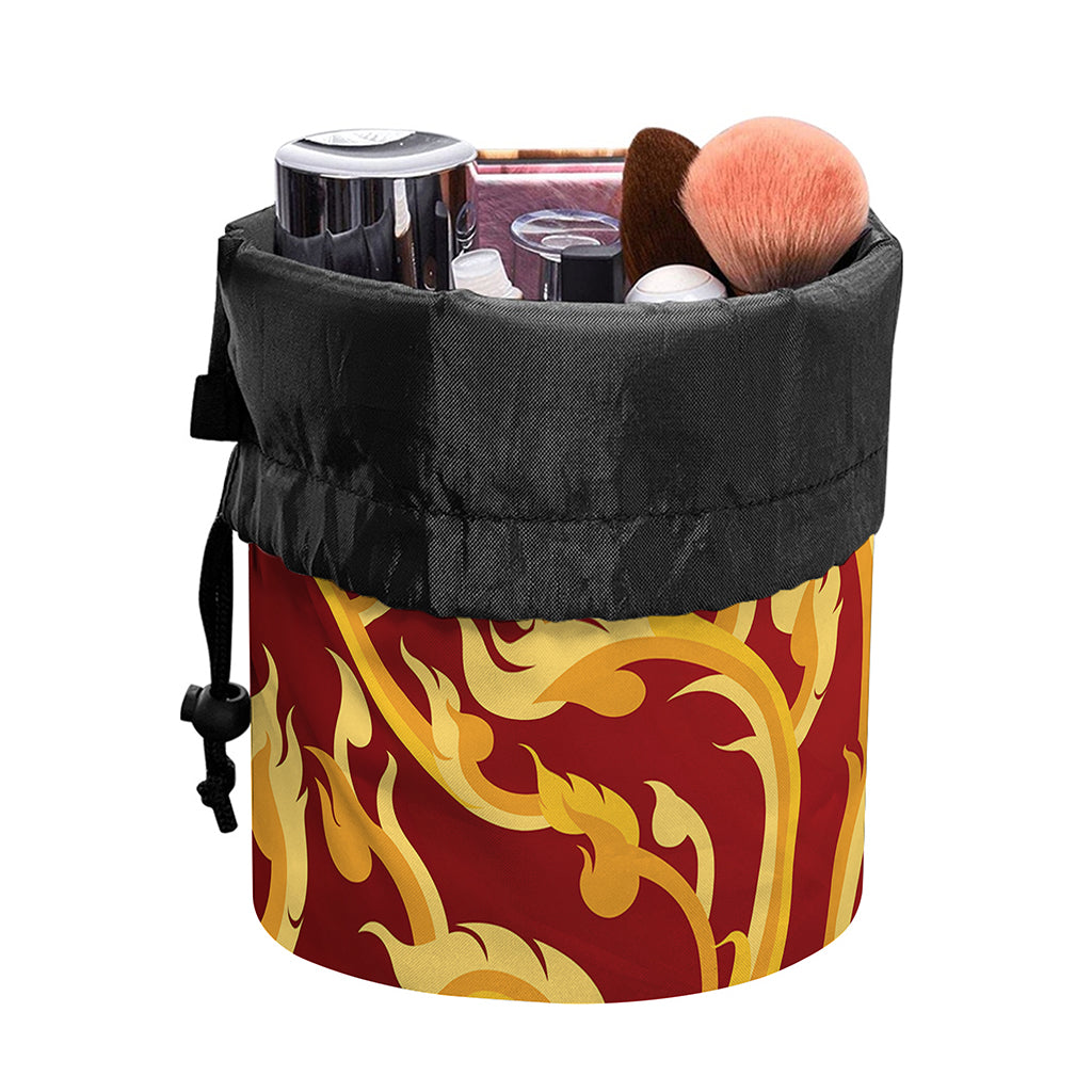 Thai Winding Vines Pattern Print Drawstring Makeup Bag