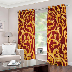 Thai Winding Vines Pattern Print Extra Wide Grommet Curtains