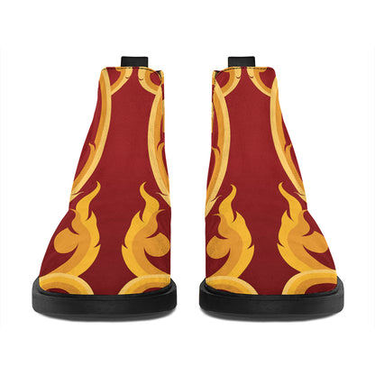 Thai Winding Vines Pattern Print Flat Ankle Boots