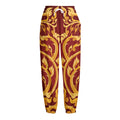 Thai Winding Vines Pattern Print Fleece Lined Knit Pants