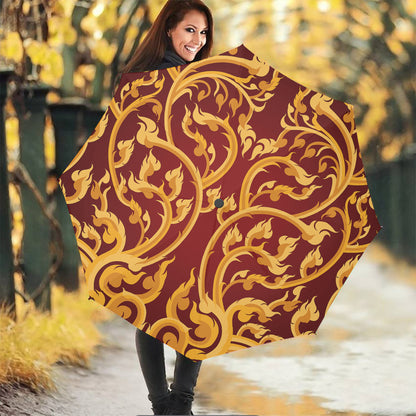 Thai Winding Vines Pattern Print Foldable Umbrella