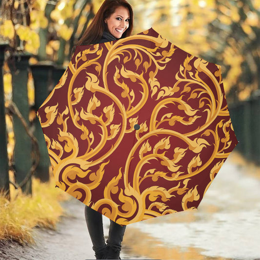 Thai Winding Vines Pattern Print Foldable Umbrella