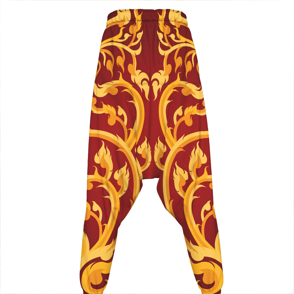 Thai Winding Vines Pattern Print Hammer Pants