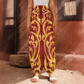 Thai Winding Vines Pattern Print Harem Pants