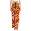 Thai Winding Vines Pattern Print High Slit Maxi Skirt