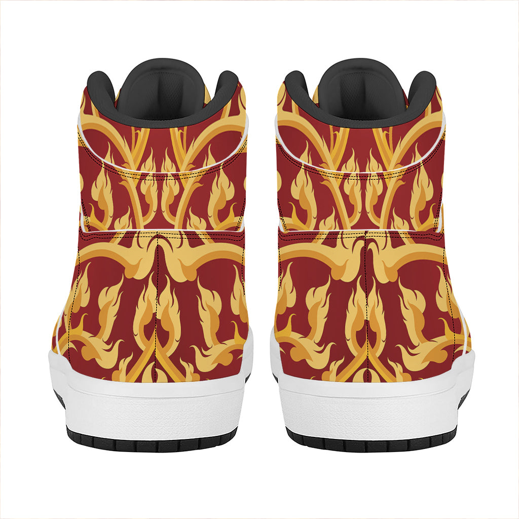 Thai Winding Vines Pattern Print High Top Leather Sneakers