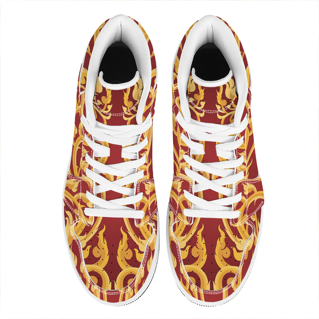 Thai Winding Vines Pattern Print High Top Leather Sneakers