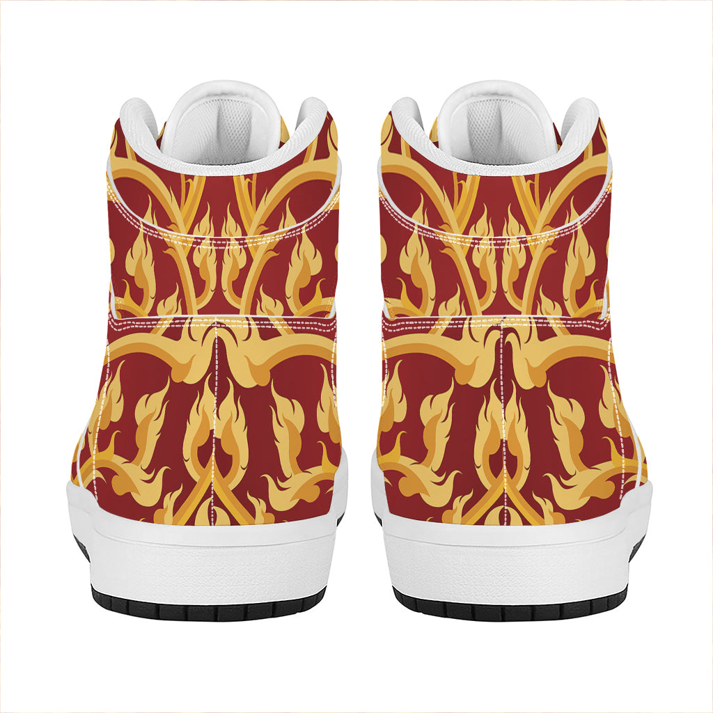 Thai Winding Vines Pattern Print High Top Leather Sneakers