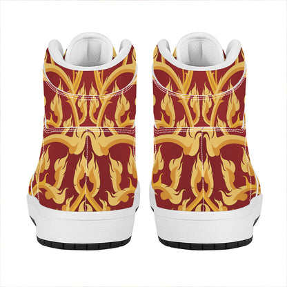 Thai Winding Vines Pattern Print High Top Leather Sneakers