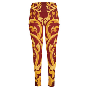 Thai Winding Vines Pattern Print High-Waisted Pocket Leggings