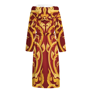 Thai Winding Vines Pattern Print Hooded Bathrobe