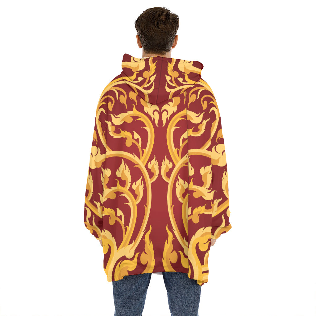 Thai Winding Vines Pattern Print Hoodie Blanket