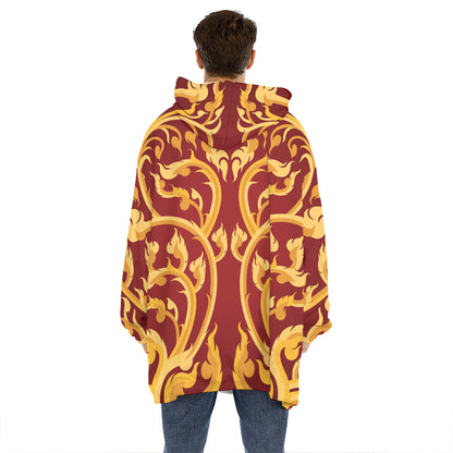Thai Winding Vines Pattern Print Hoodie Blanket