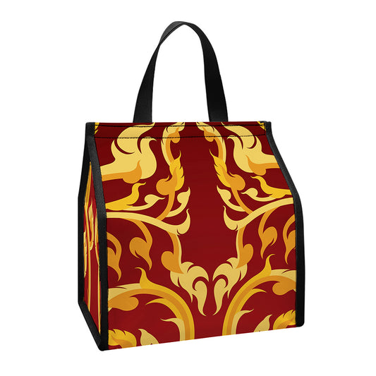 Thai Winding Vines Pattern Print Insulated Lunch Tote