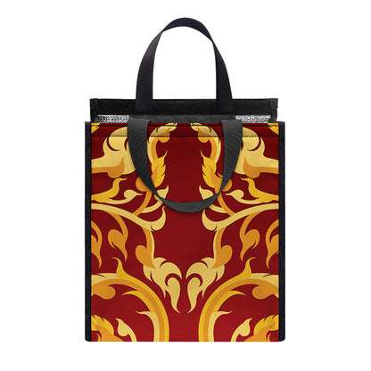 Thai Winding Vines Pattern Print Insulated Lunch Tote