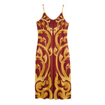 Thai Winding Vines Pattern Print Jersey Midi Cami Dress