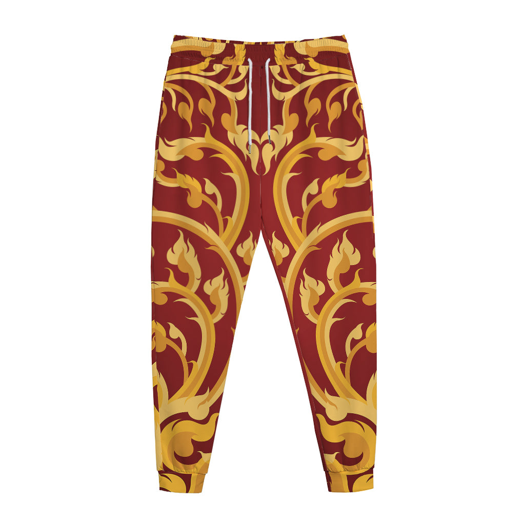 Thai Winding Vines Pattern Print Jogger Pants