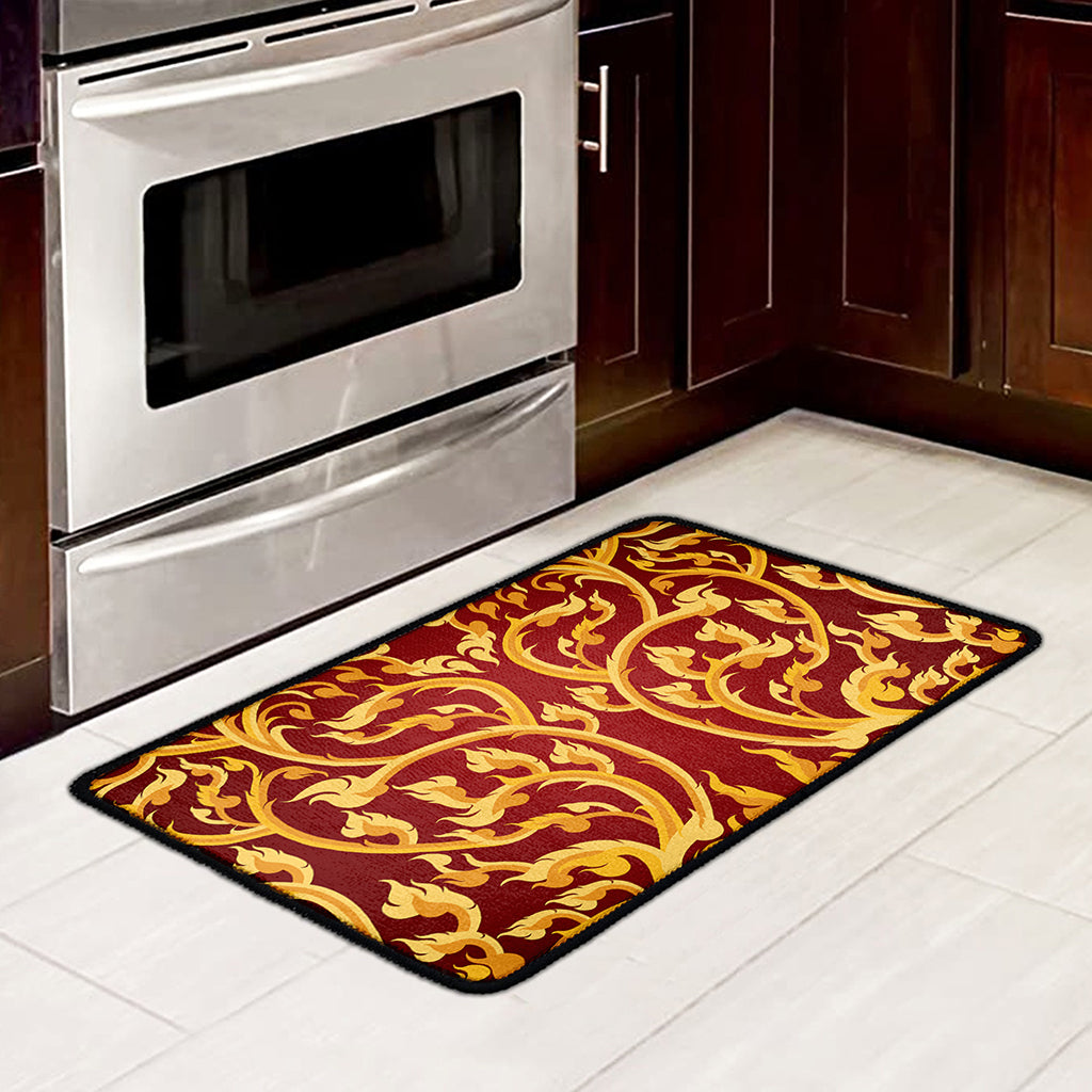 Thai Winding Vines Pattern Print Kitchen Mat