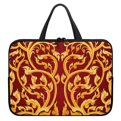Thai Winding Vines Pattern Print Laptop Sleeve With Handle