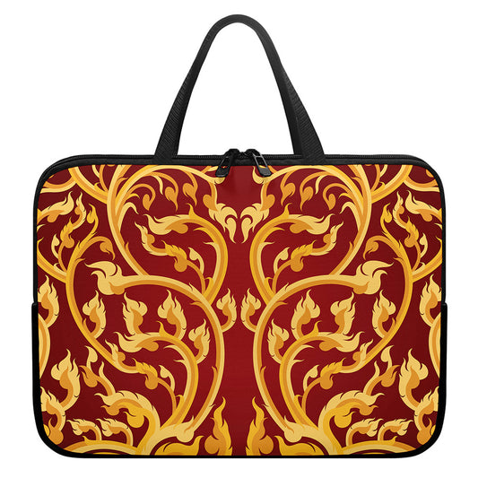 Thai Winding Vines Pattern Print Laptop Sleeve With Handle