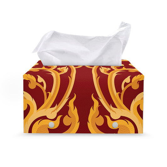 Thai Winding Vines Pattern Print Leather Tissue Box Cover