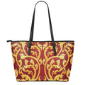 Thai Winding Vines Pattern Print Leather Tote Bag With Zipper