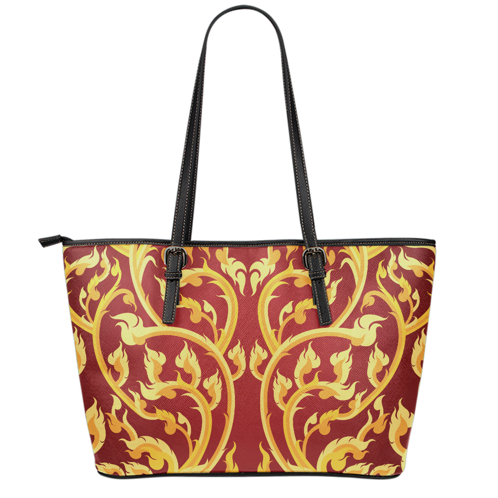 Thai Winding Vines Pattern Print Leather Tote Bag