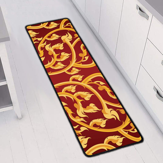 Thai Winding Vines Pattern Print Long Kitchen Mat
