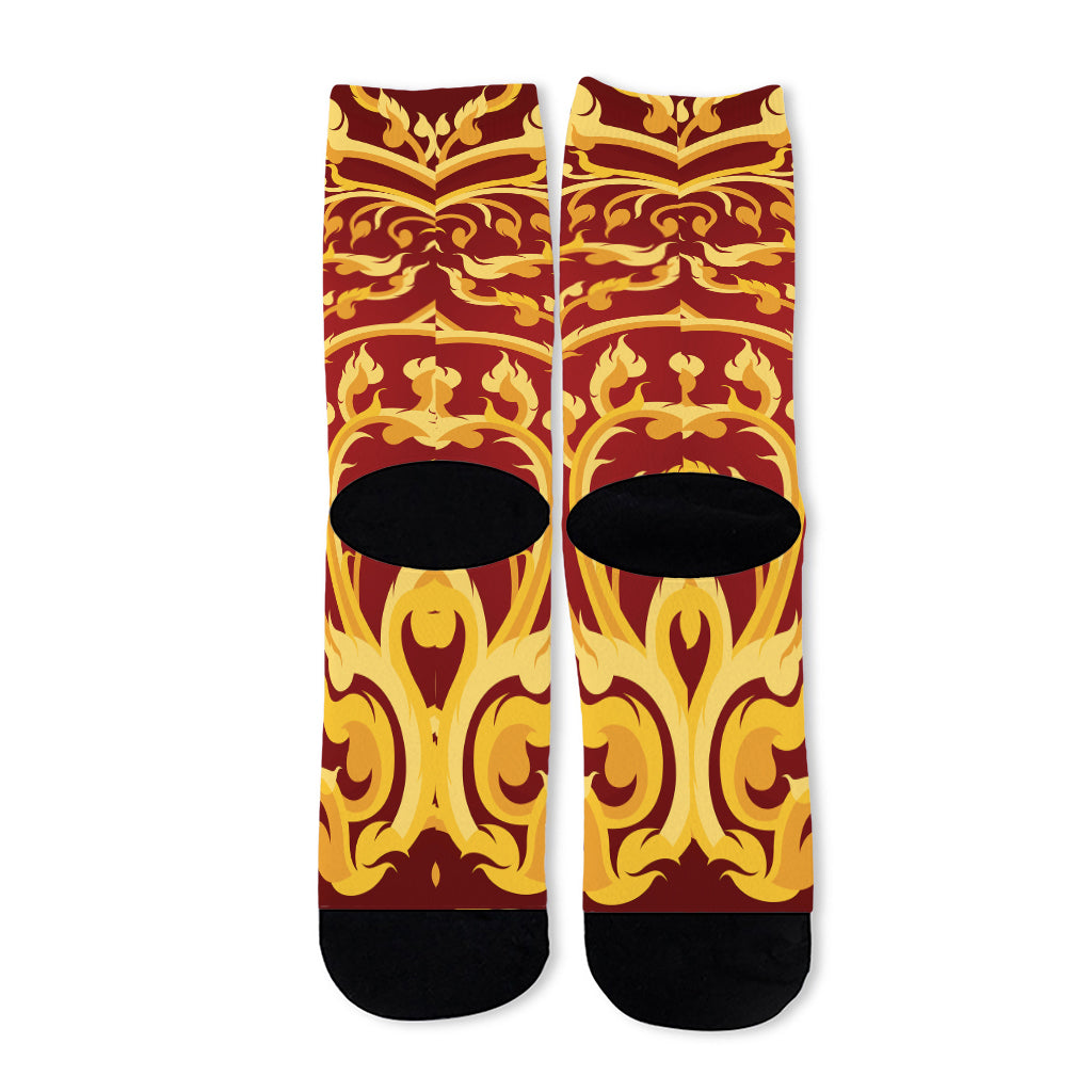Thai Winding Vines Pattern Print Long Socks