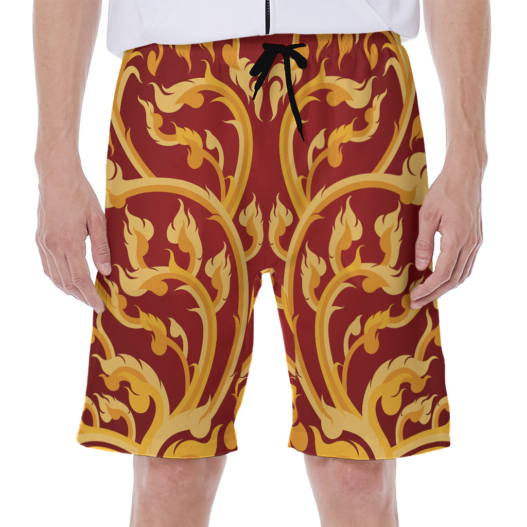 Thai Winding Vines Pattern Print Men's Beach Shorts