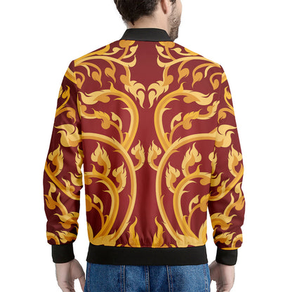 Thai Winding Vines Pattern Print Men's Bomber Jacket