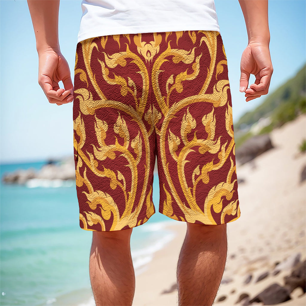 Thai Winding Vines Pattern Print Men's Cargo Shorts