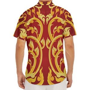 Thai Winding Vines Pattern Print Men's Deep V-Neck Shirt