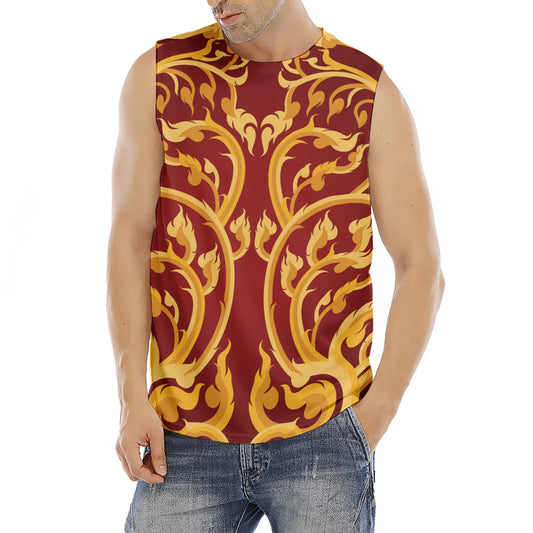 Thai Winding Vines Pattern Print Men's Fitness Tank Top