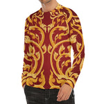 Thai Winding Vines Pattern Print Men's Long Sleeve Rash Guard